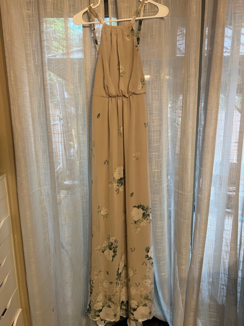 Show Me Your MuMu Beige Floral Halter Maxi Dress